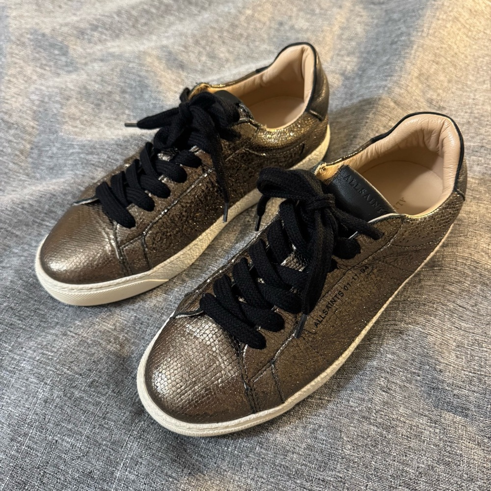 All Saints Gold Metallic Low Top Sneakers - US Size 6